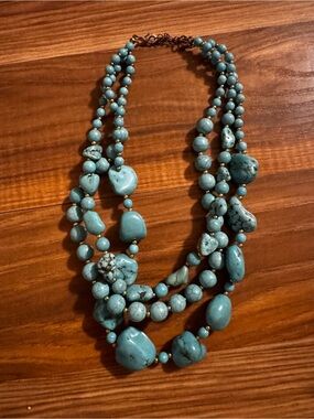 Vintage Turquoise Multi-Strand Beaded Necklace - Blue